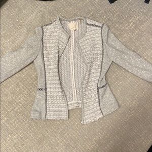 Silver/White Shell Fabric ZIP UP Blazer